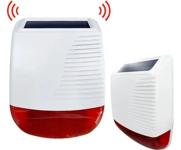 Sirena solar para exteriores alarma antirrobo acústica hogar 433MHz con LED