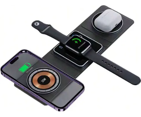 3 en 1 Airpods magnéticos/Apple Watch/cargador inalámbrico USB plegable iPhone