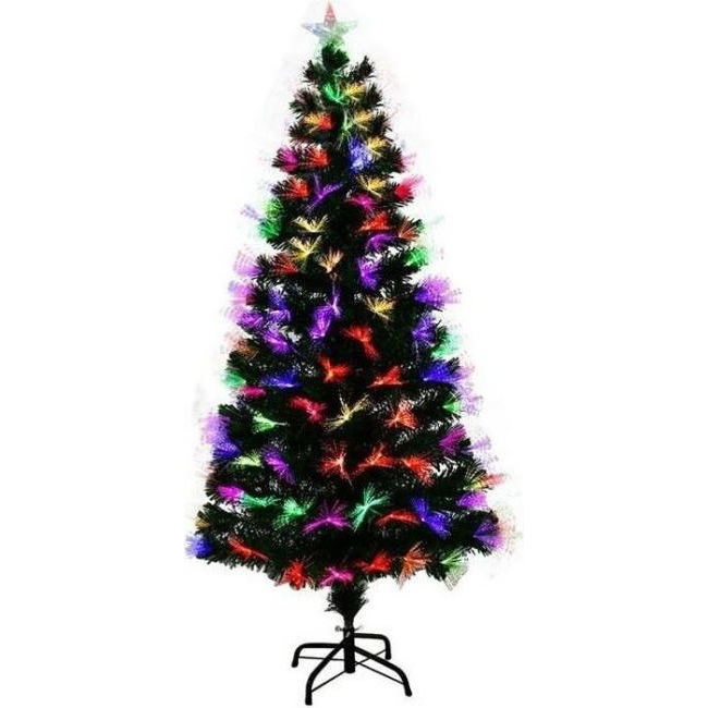 Árbol de Navidad artificial con luces LED de fibra óptica 7 colores RGB Verde...