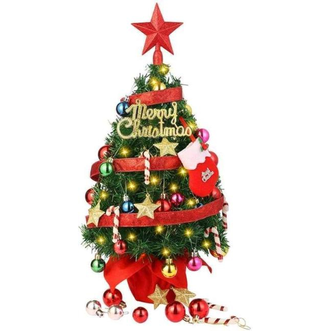 Decoración Árbol de Navidad Pequeño Mesa Decorada con Luces Artificiales 50 cm