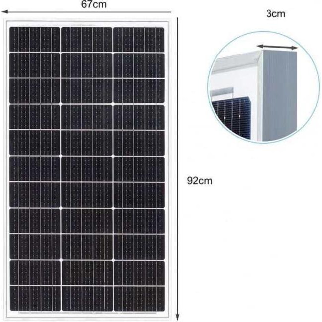 Panel Solar Monocristalino 100W watt Kit Sistema Fotovoltaico 92 x 67cm 2