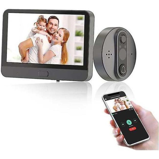 Tuya Mirilla Smart WiFi con Monitor LCD 2 MP Color Cámara Inteligente Casa