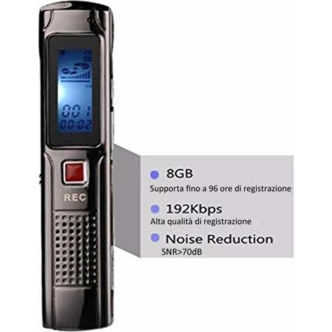 Grabadora de voz digital 8GB MP3 Grabadora de voz recargable Mini USB Voz 4