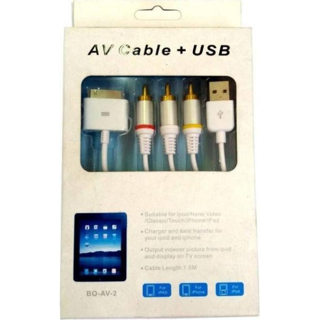 Cable adaptador ipad conector av usb TVtv tablet 1,5m iphone ipad