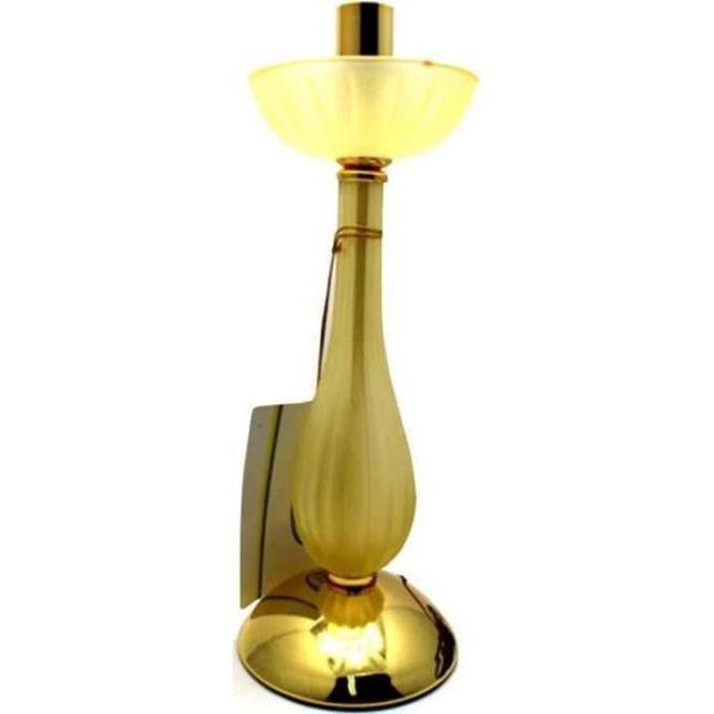 Lámpara de mesita de noche Abat jour en elegante luz de cristal dorado con...