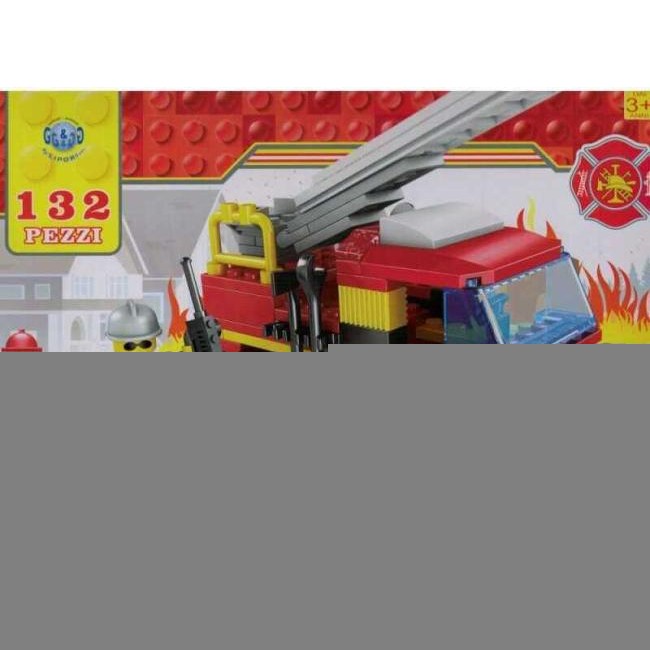 Construcción para niños camiones de bomberos con personajes 132 piezas 3+